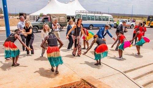 African dancers welcomed the group