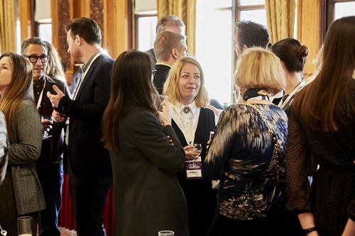 Civic reception in the Satinwood Suite in Glasgow City Chambers.